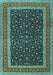 Machine Washable Persian Turquoise Traditional Area Rugs, wshtr3501turq