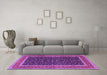 Machine Washable Persian Purple Traditional Area Rugs in a Living Room, wshtr3501pur