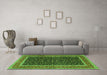 Machine Washable Persian Green Traditional Area Rugs in a Living Room,, wshtr3501grn