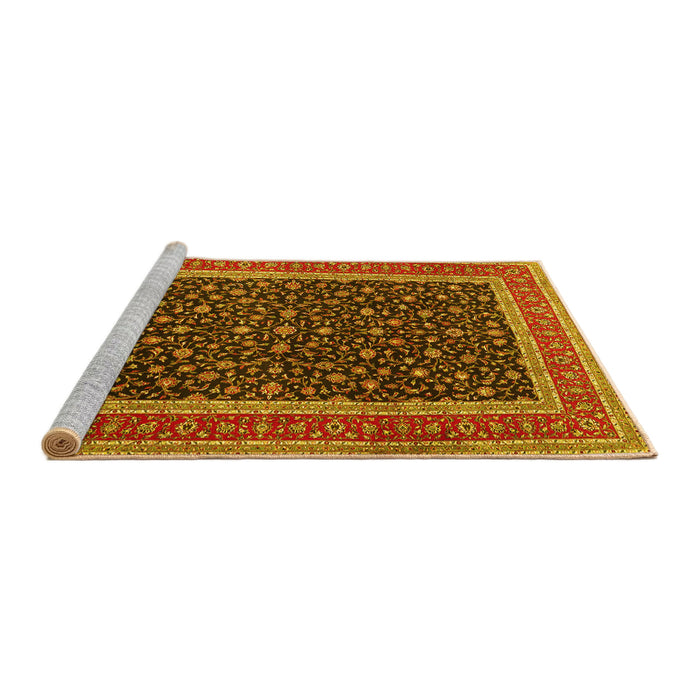 Sideview of Machine Washable Persian Yellow Traditional Rug, wshtr3501yw