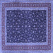 Square Machine Washable Persian Blue Traditional Rug, wshtr3501blu