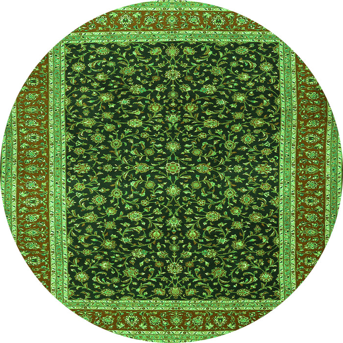 Square Persian Green Traditional Rug, tr3501grn