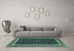 Machine Washable Persian Turquoise Traditional Area Rugs in a Living Room,, wshtr3502turq