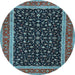 Round Machine Washable Persian Light Blue Traditional Rug, wshtr3502lblu