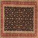 Square Machine Washable Persian Brown Traditional Rug, wshtr3502brn