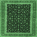 Square Machine Washable Persian Emerald Green Traditional Area Rugs, wshtr3502emgrn