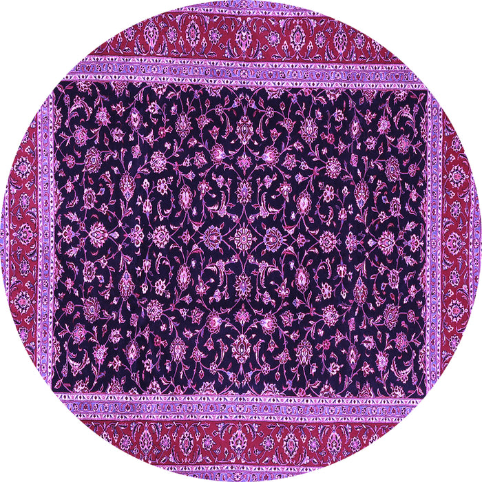 Round Machine Washable Persian Purple Traditional Area Rugs, wshtr3502pur