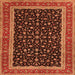 Round Machine Washable Persian Orange Traditional Area Rugs, wshtr3502org