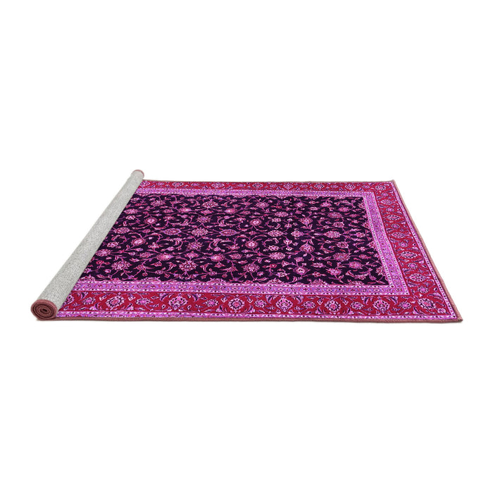Sideview of Machine Washable Persian Pink Traditional Rug, wshtr3502pnk