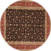 Round Machine Washable Persian Brown Traditional Rug, wshtr3502brn