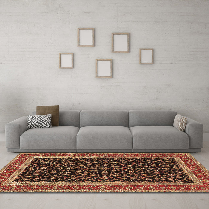 Machine Washable Persian Brown Traditional Rug in a Living Room,, wshtr3502brn
