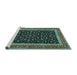 Sideview of Machine Washable Persian Turquoise Traditional Area Rugs, wshtr3502turq