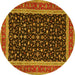 Round Machine Washable Persian Yellow Traditional Rug, wshtr3502yw