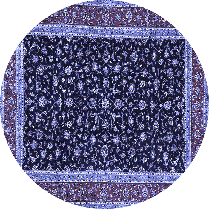 Round Machine Washable Persian Blue Traditional Rug, wshtr3502blu