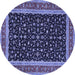 Round Machine Washable Persian Blue Traditional Rug, wshtr3502blu