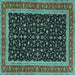 Square Machine Washable Persian Turquoise Traditional Area Rugs, wshtr3502turq