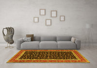 Machine Washable Persian Yellow Traditional Rug, wshtr3502yw