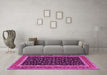 Machine Washable Persian Pink Traditional Rug in a Living Room, wshtr3502pnk