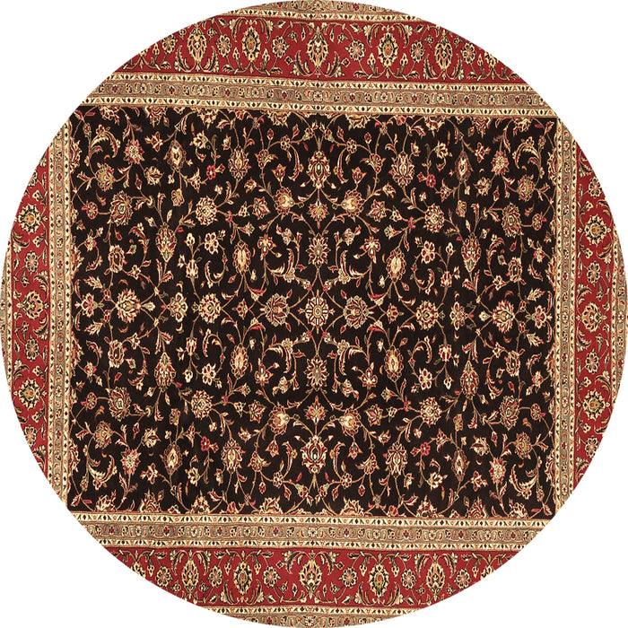Round Persian Brown Traditional Rug, tr3502brn
