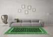 Machine Washable Persian Emerald Green Traditional Area Rugs in a Living Room,, wshtr3502emgrn