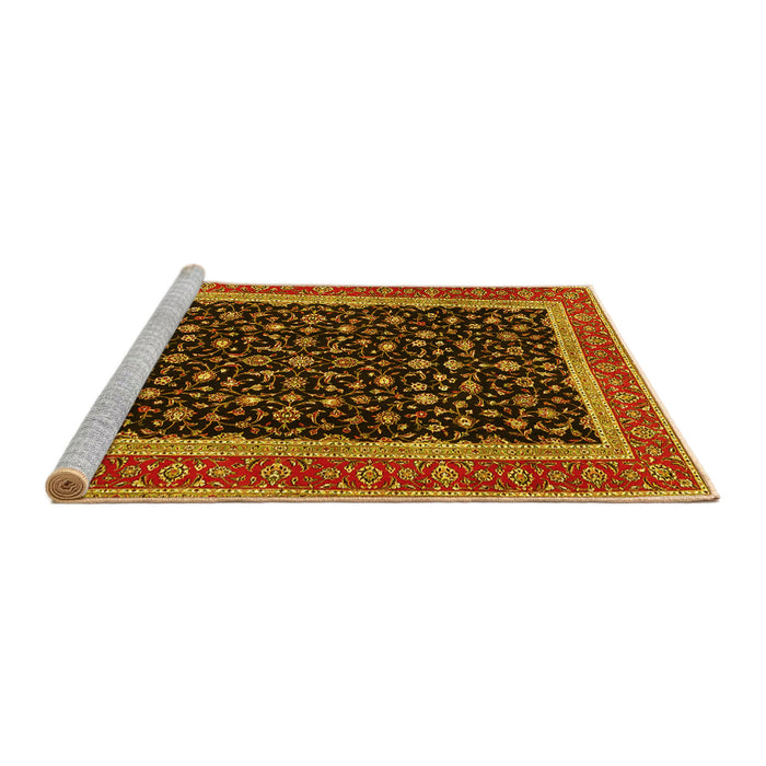 Sideview of Machine Washable Persian Yellow Traditional Rug, wshtr3502yw