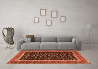 Machine Washable Persian Orange Traditional Rug, wshtr3502org