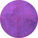 Round Persian Purple Traditional Rug, tr3503pur