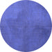 Round Persian Blue Traditional Rug, tr3503blu