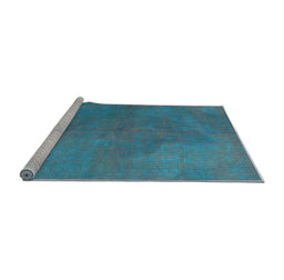 Sideview of Machine Washable Persian Light Blue Traditional Rug, wshtr3503lblu