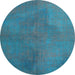 Round Persian Light Blue Traditional Rug, tr3503lblu