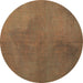 Round Persian Brown Traditional Rug, tr3503brn