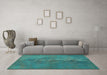 Machine Washable Persian Turquoise Traditional Area Rugs in a Living Room,, wshtr3503turq