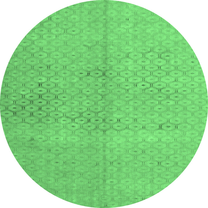 Round Machine Washable Persian Emerald Green Traditional Area Rugs, wshtr3504emgrn