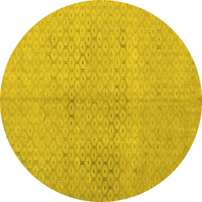Round Persian Yellow Traditional Rug, tr3504yw