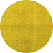 Round Persian Yellow Traditional Rug, tr3504yw