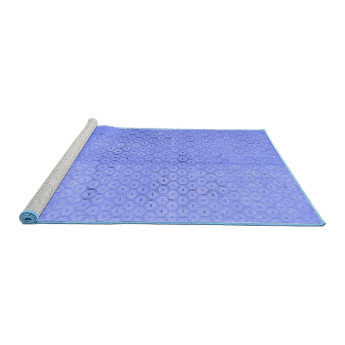 Sideview of Machine Washable Persian Blue Traditional Rug, wshtr3504blu