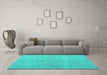 Machine Washable Persian Turquoise Traditional Area Rugs in a Living Room,, wshtr3504turq