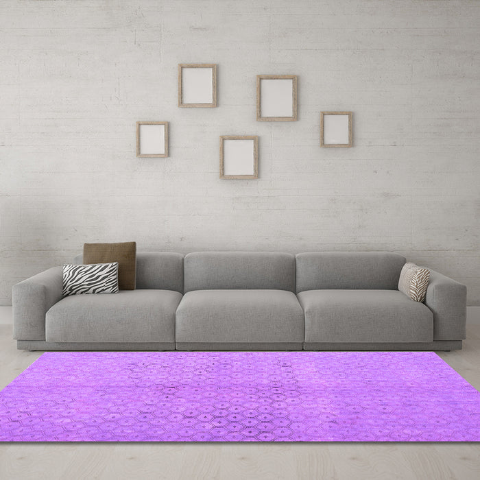 Machine Washable Persian Purple Traditional Area Rugs in a Living Room, wshtr3504pur