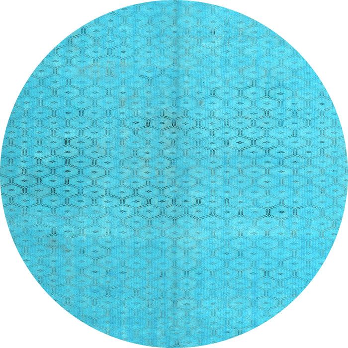 Round Machine Washable Persian Light Blue Traditional Rug, wshtr3504lblu