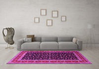 Machine Washable Persian Pink Traditional Rug, wshtr3505pnk