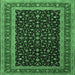 Square Machine Washable Persian Emerald Green Traditional Area Rugs, wshtr3505emgrn