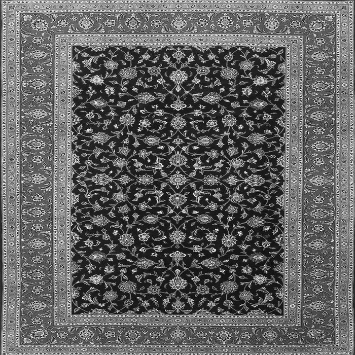 Round Machine Washable Persian Gray Traditional Rug, wshtr3505gry