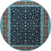 Round Machine Washable Persian Light Blue Traditional Rug, wshtr3505lblu