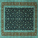 Square Machine Washable Persian Turquoise Traditional Area Rugs, wshtr3505turq