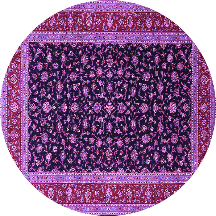 Round Machine Washable Persian Purple Traditional Area Rugs, wshtr3505pur