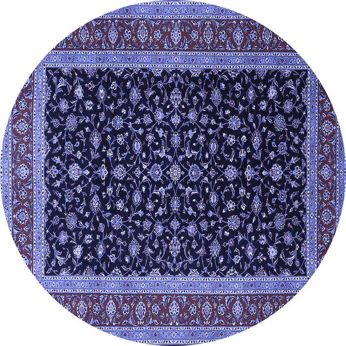 Round Machine Washable Persian Blue Traditional Rug, wshtr3505blu