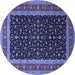 Round Machine Washable Persian Blue Traditional Rug, wshtr3505blu