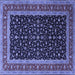 Square Machine Washable Persian Blue Traditional Rug, wshtr3505blu