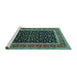 Sideview of Machine Washable Persian Turquoise Traditional Area Rugs, wshtr3505turq