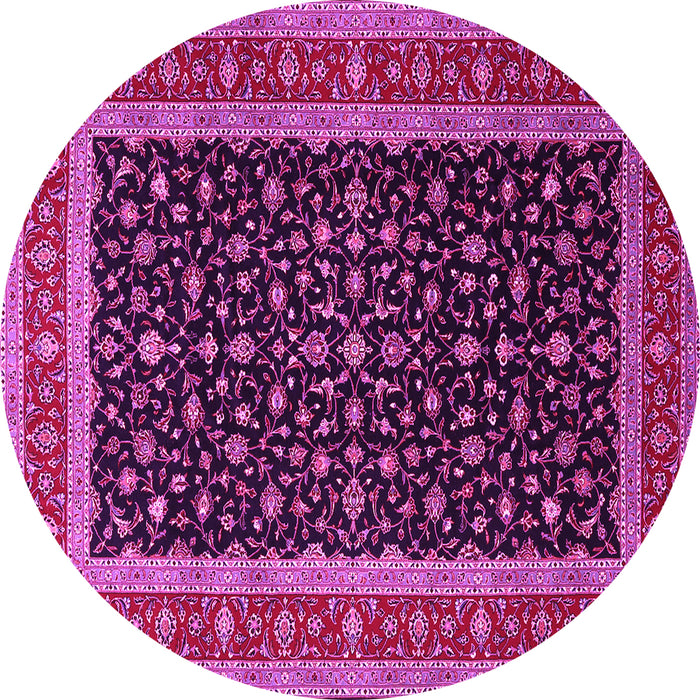 Round Machine Washable Persian Pink Traditional Rug, wshtr3505pnk
